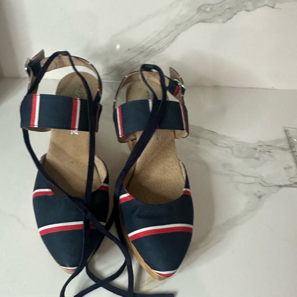 Free People Navy and Red Striped Espadrilles made in Spain